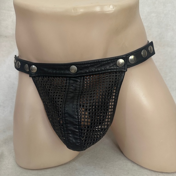 Leathermasters Mesh Leather Thong 32-36" adjustable snap waist RARE sold out - Picture 1 of 4